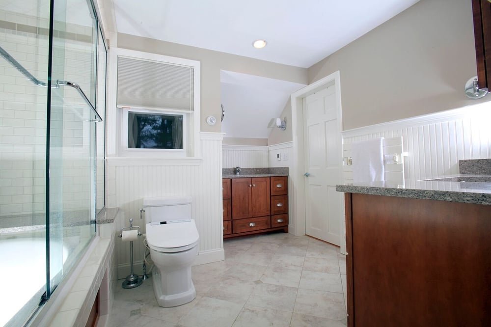 NH bathroom remodel by Oxland Builders with tub and shower combo