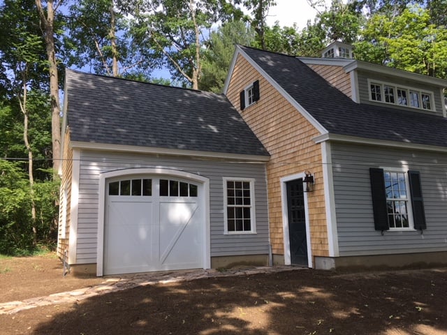 One-car garage addition exterior in Seacoast, NH by Oxland Builders