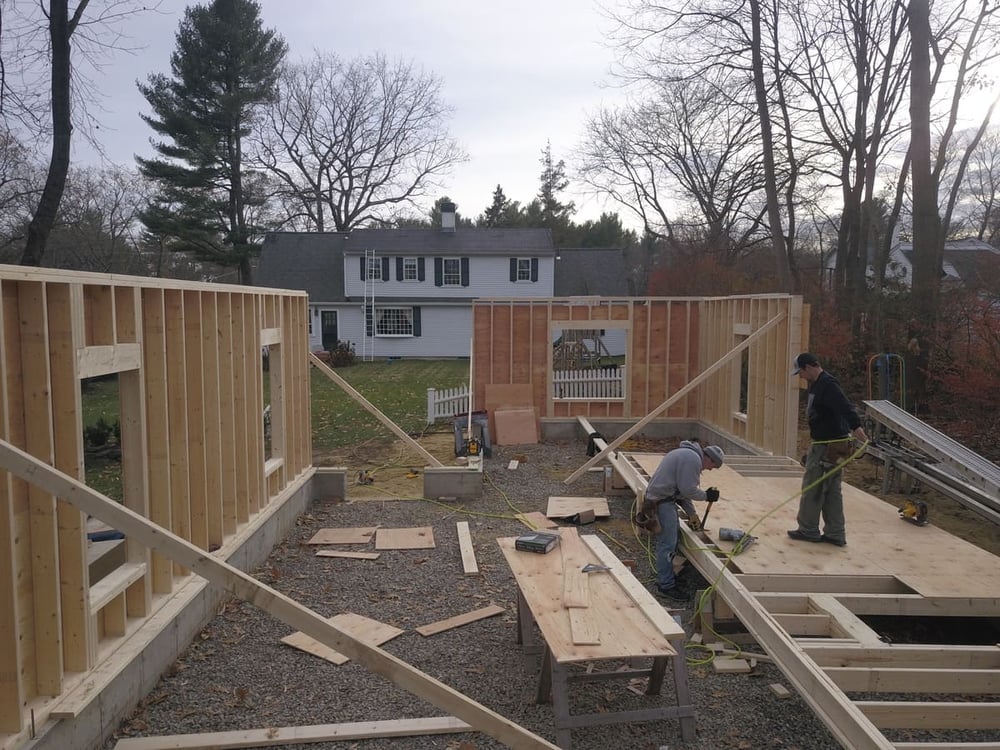 Oxland Builders team working on new construction home in New Hampshire