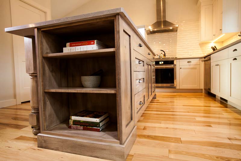 Custom Wood Cabinetry in Kitchen With Open Shelves 