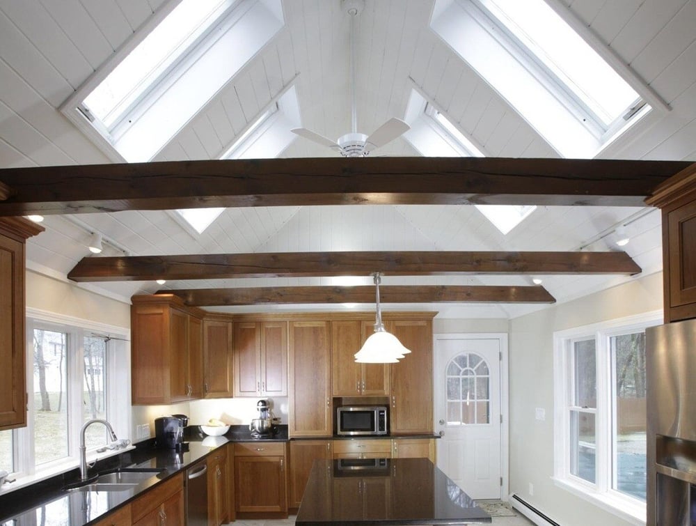 Skylights in New Hampshire kitchen by Oxland Builders