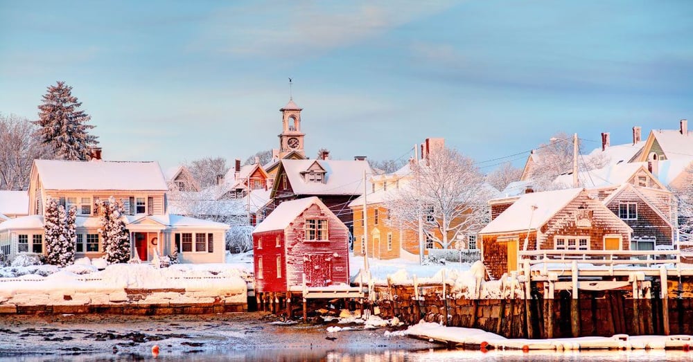 Winter in Portsmouth, New Hampshire by river