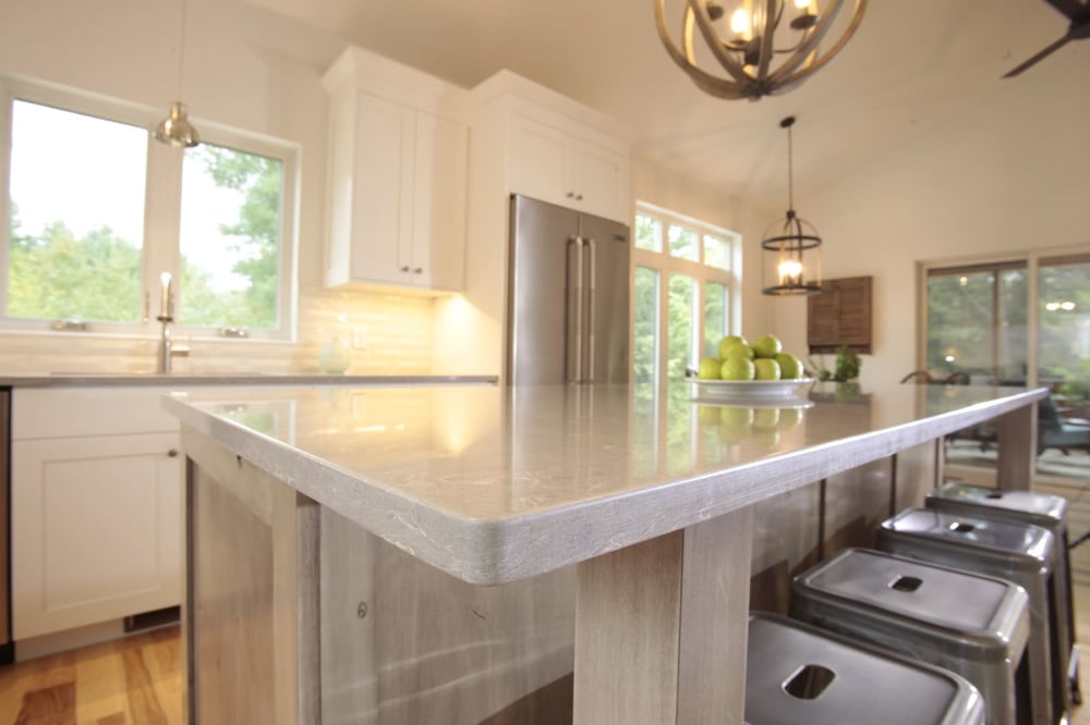 Countertops on kitchen island with seating