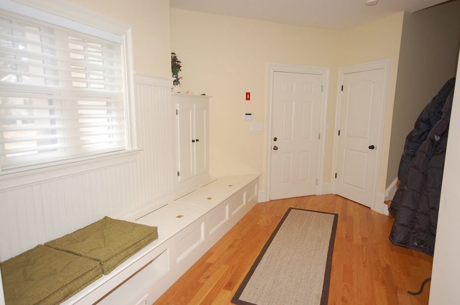 mud room hallway in custom home in new hampshire