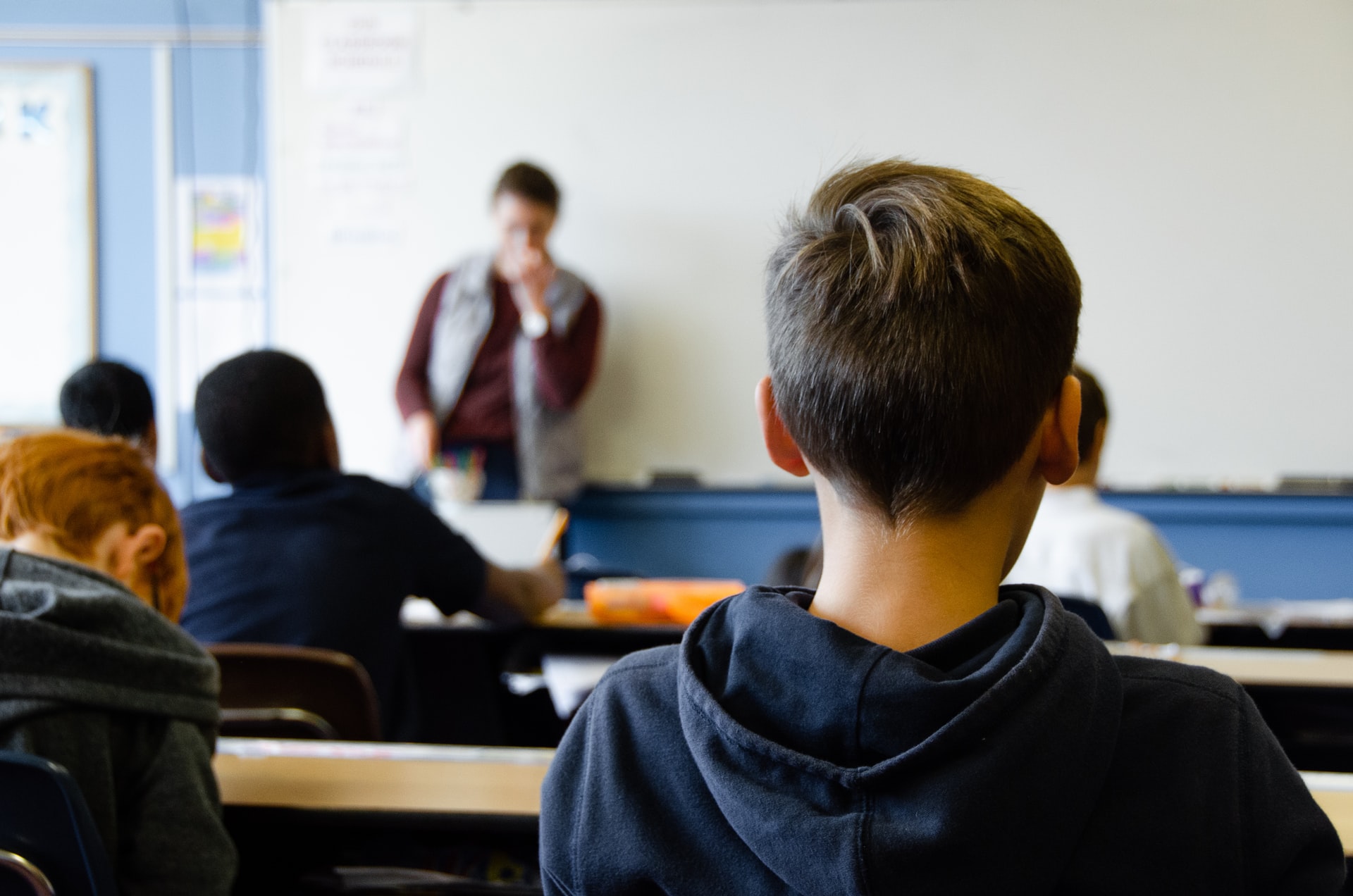 rockingham county school back of kids head in classrom